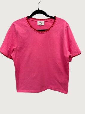 AMERICA AND ROSA |  Pink Short Sleeve Tee with Trim